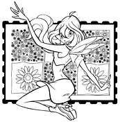 coloriage winx club bloom et le tableau de fleurs